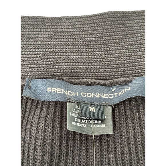 French Connection Caballo Lace Sweater NWT Blue-Black Size M V-Neck Long Sleeve - Picture 7 of 12